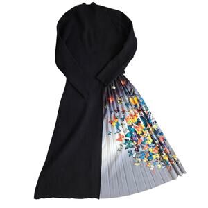 NWT Glory Connection Whimsigoth Butterfly Dress Ribbed Knit Modest Women Small